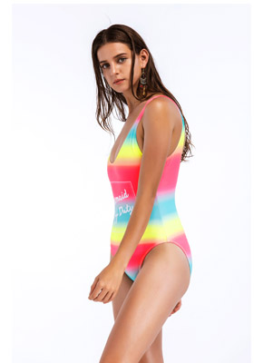 Rainbow one piece bathing suits