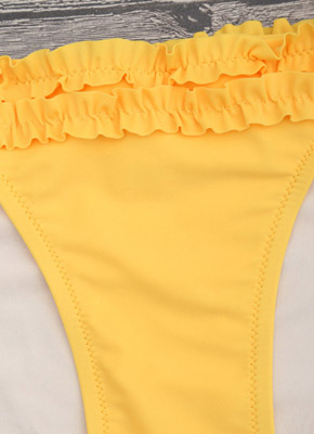 Fold Bandage Triangle Bikini set-yellow 4