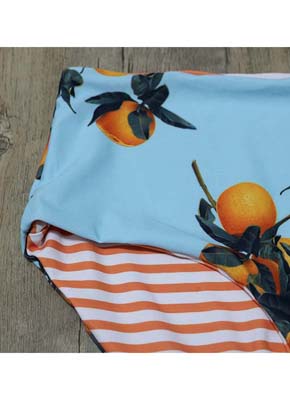 Orange Printing Push Up High Waist Bikini set7