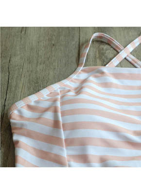 Orange Stripe & Orange printing 2 piece swimwear for women 6
